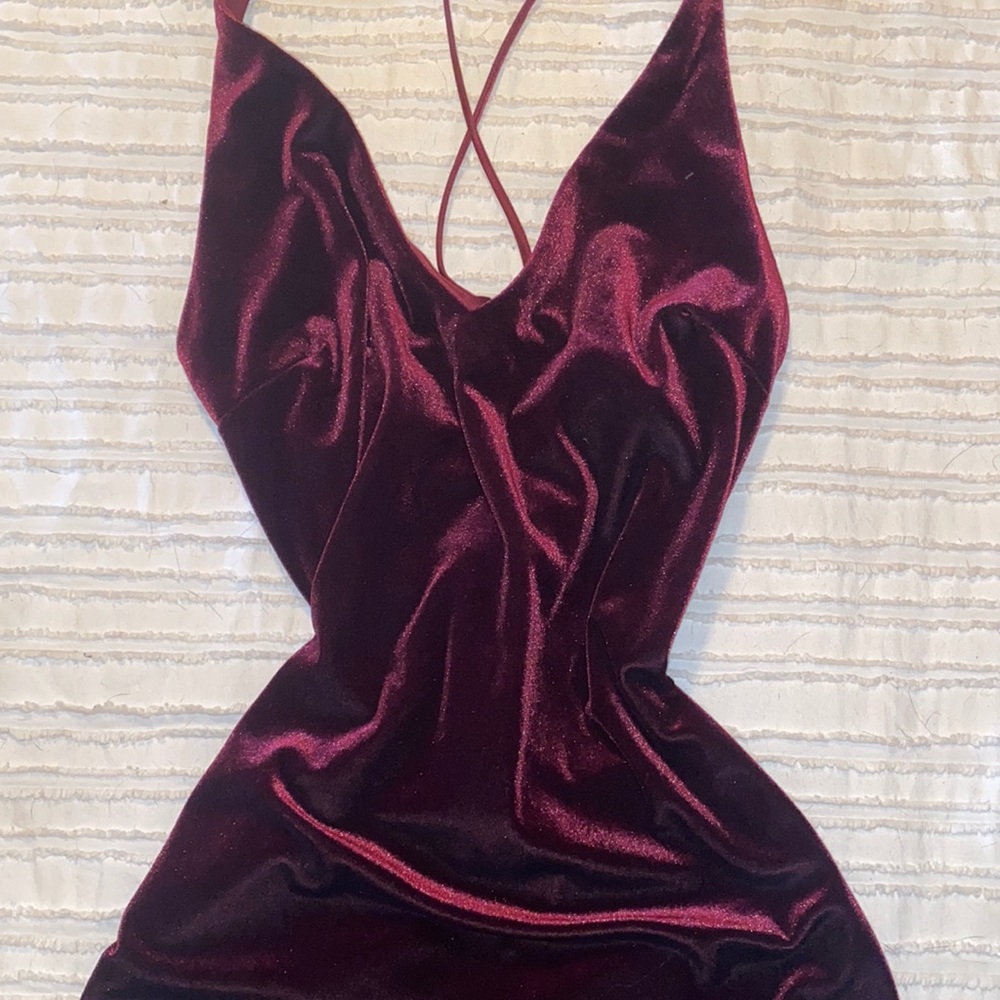 DARK RED VELVET DRESS